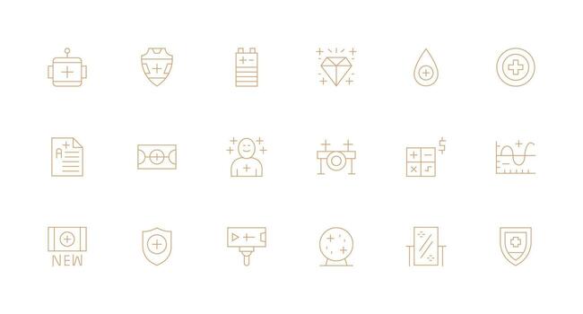 Minimal Line Style Plus Icons with 18 Vectors Reusable Icon Set