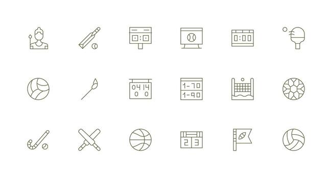 Match Set with 18 Minimal Line Icons Icon Collection Set vector