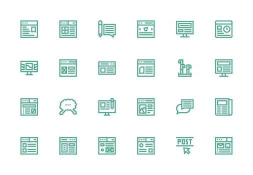 24 Icons for Blog in Thick Line Line Format Icon Set for Projects vector