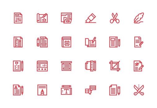 editar icono conjunto con 24 grueso línea línea gráficos pulcramente diseñado íconos para web plataformas vector