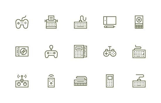15 Icons for Input Device in Regular Line Format Interface Icon Collection vector