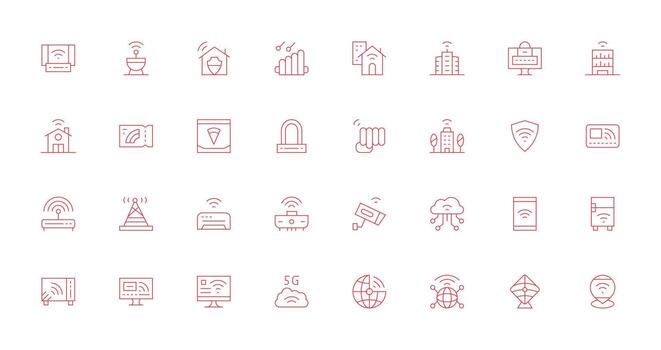 Wifi diseño íconos presentando 32 en Delgado línea estilo estándar icono paquete vector