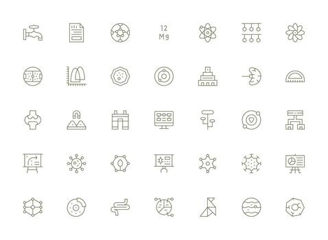 Diagram featuring 35 Icons in Light Line Design Interface Icons for Daily Use vector
