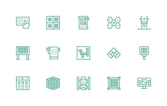 15 Regular Line Style Icons from Grid Collection User Interface Icons for Digital Products vector