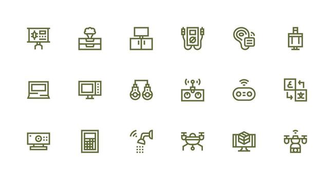 tecnología incluso 18 fuerte carrera línea ilustraciones escalable icono paquete vector