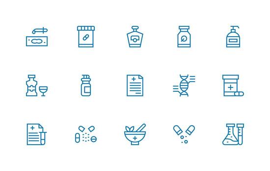 15 Icons for Pharmaceutical in Regular Line Format High-Resolution Icons for Any Platform vector