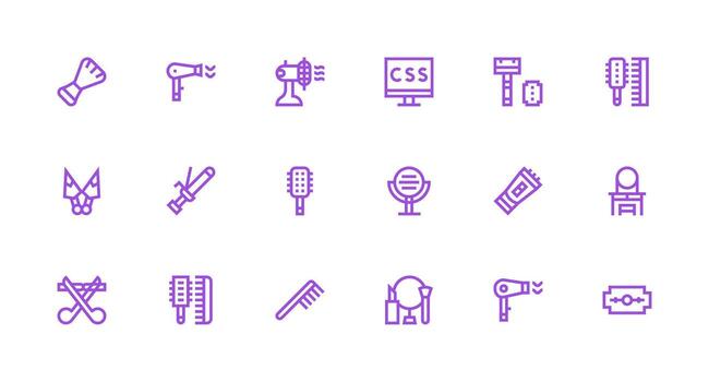 18 Strong Stroke Line Icons for Styling Graphics Clean Set for Layout Prototypes vector