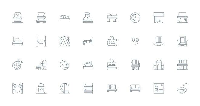Rest Set with 32 Thin Line Icons Universal Icon Pack vector