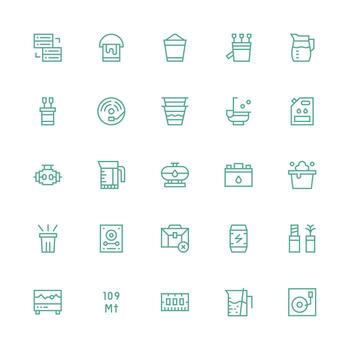 25 Medium Stroke Outline Style Icons from Capacity Collection Icon Set for Web vector