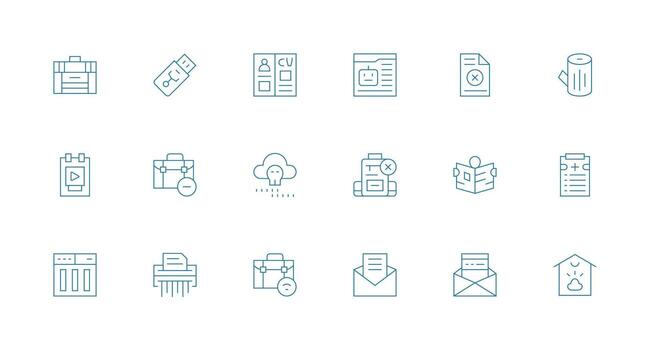 18 Minimal Line Icons for File Graphics Complete Icon Bundle for Web Design vector