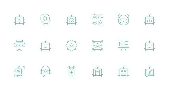 18 íconos para ai en mínimo línea formato interfaz icono colección para diario proyectos vector