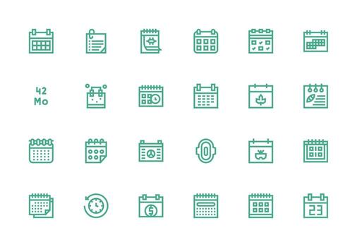 Monthly featuring 24 Icons in Thick Line Line Design Reusable Icon Set vector