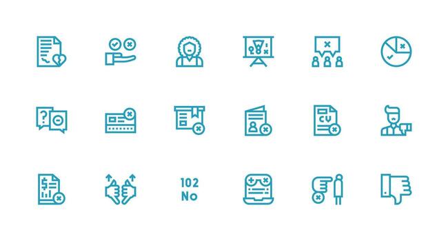 18 Icons for Rejection in Strong Stroke Line Format Dashboard Icon Series vector