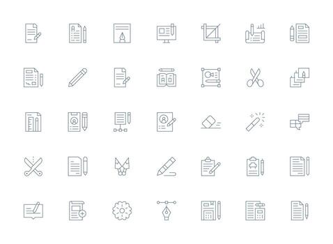 35 editar íconos en ligero línea estético interfaz íconos para diario utilizar vector