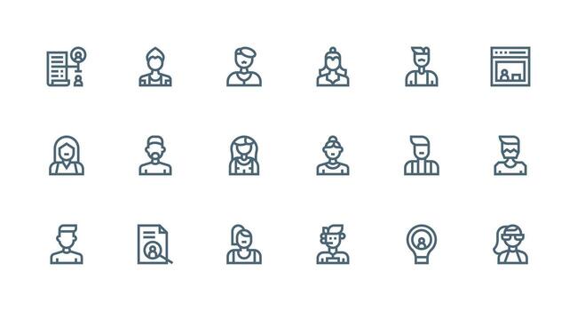 Strong Stroke Line Icons from Individual Set with 18 Vectors Web and App Icon Pack Collection