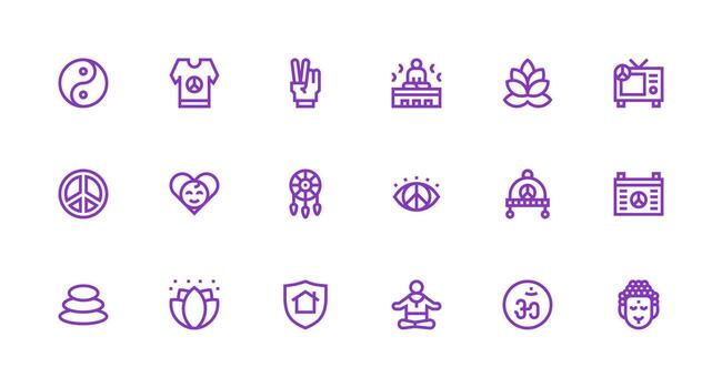 Strong Stroke Line Icons from Peace Set with 18 Vectors Icon Set for Apps