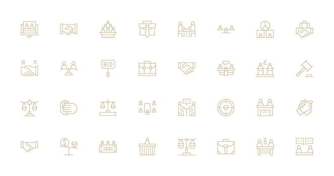 32 Thin Line Icons for Negotiation Graphics Display Icon Pack vector