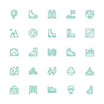 Terrain Set with 25 Medium Stroke Outline Icons Theme-Based Icon Pack vector