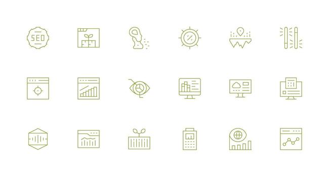 Analytics featuring 18 Icons in Minimal Line Design Minimal Icon Set for Interface Projects vector