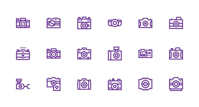 Strong Stroke Line Icons from Snapshot Set with 18 Vectors Pixel Perfect Icon Set