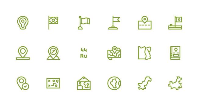 territorio icono conjunto con 18 fuerte carrera línea gráficos bien estructurado íconos para creativo utilizar vector