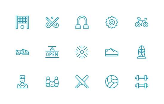 15 Icons for Active in Regular Line Format Glyph Icon Series vector