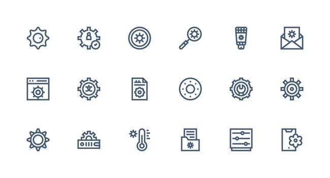 Customize Icon Set with 18 Strong Stroke Line Graphics Complete Icon Set for Mobile Apps vector