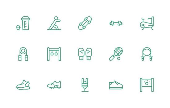 15 Workout Icons in Regular Line Aesthetic Icons Built for Visual Consistency Pack vector