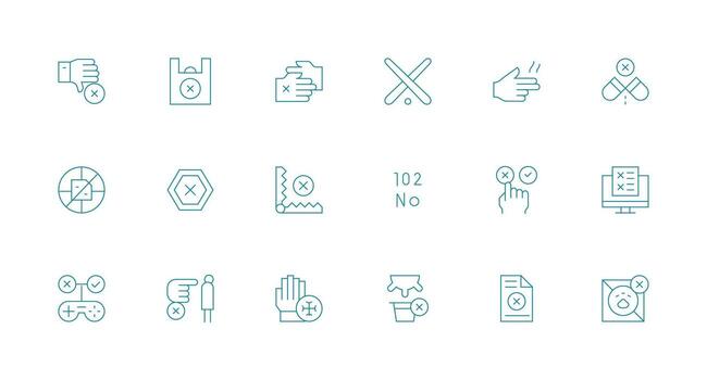 Deny including 18 Minimal Line Illustrations Balanced Icon Set for Functional Design vector