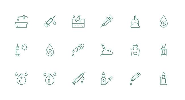 18 Icons for Serum in Minimal Line Format Neatly Designed Icons for Web Platforms vector