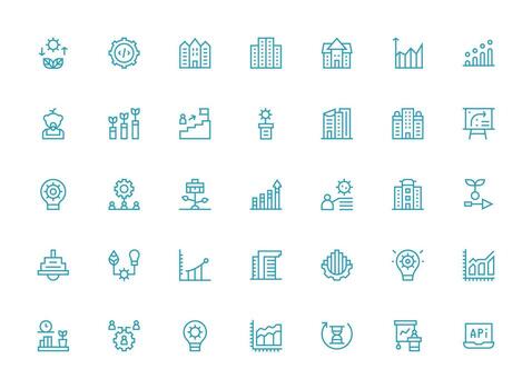 desarrollo icono conjunto con 35 regular limpiar línea gráficos de múltiples fines icono paquete para plantillas vector