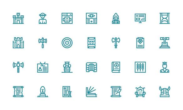 History Design Icons featuring 28 in Bold Line Style Neatly Designed Icons for Web Platforms vector
