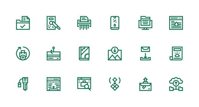 18 Strong Stroke Line Style Icons from Digital File Collection Essential Icons for Rapid UI Building vector