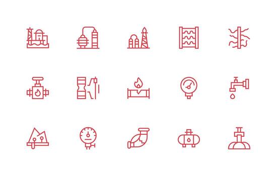 tubería diseño íconos presentando 15 en regular línea estilo organizado icono paquete para rápido acceso vector