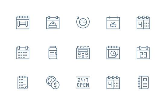 15 regular línea estilo íconos desde diario colección agudo íconos para presentaciones vector