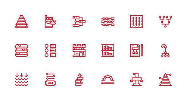 niveles presentando 18 íconos en fuerte carrera línea diseño íconos construido para visual consistencia paquete vector