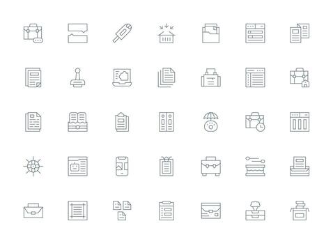 Files Set with 35 Light Line Icons High-Resolution Icons for Any Platform vector