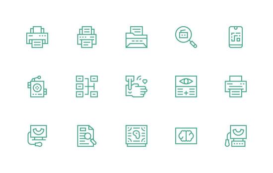 15 Scan Icons in Regular Line Aesthetic User Interface Icons for Digital Products vector