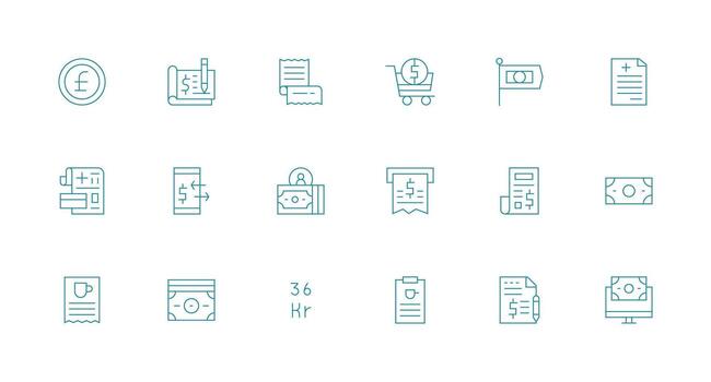Bill including 18 Minimal Line Illustrations Customizable Icon Series for Mobile Screens vector