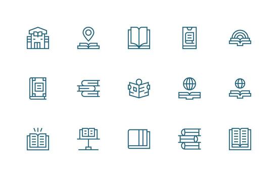 Textbook Set with 15 Regular Line Icons Well-Structured Icons for Creative Use vector