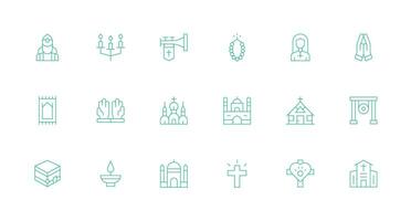 18 mínimo línea estilo íconos desde oración colección digital producto íconos para rápido entrega vector