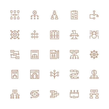 25 medio carrera contorno diseños para diagrama de flujo íconos interfaz icono colección vector