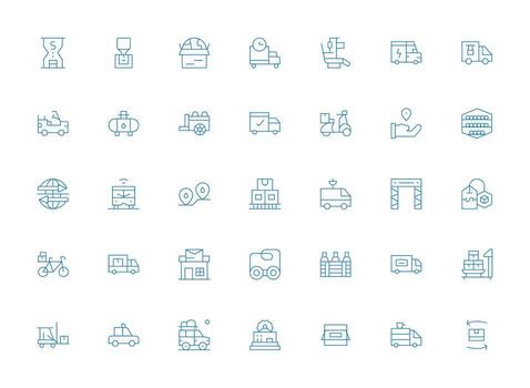 Light Line Style Logistics Icons with 35 Vectors Icons Built for Visual Consistency Pack