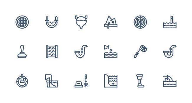 18 Strong Stroke Line Icons for Drainage Graphics UI-Ready Icon Collection vector