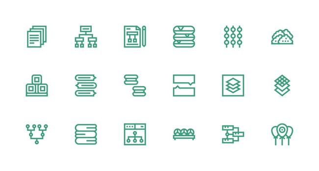 18 Strong Stroke Line Designs for Grouping Icons Multi-Purpose Icon Set vector