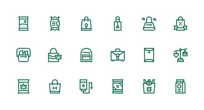 bolso visual paquete conteniendo 18 fuerte carrera línea íconos limpiar icono colección para web utilizar vector