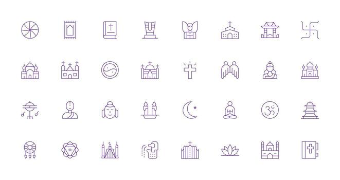 Spiritual featuring 32 Icons in Thin Line Design Full Icon Library for UI Designers vector