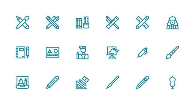 18 Icons for Sketching in Strong Stroke Line Format Full Icon Library for UI Designers vector