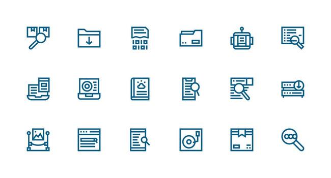 18 Icons for Retrieve in Strong Stroke Line Format Responsive Icon Set for Flexible Layouts vector