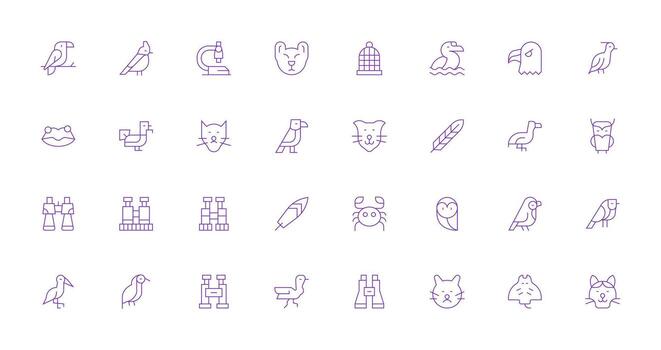 32 Icons for Zoology in Thin Line Format Reliable Icons for All Interfaces vector